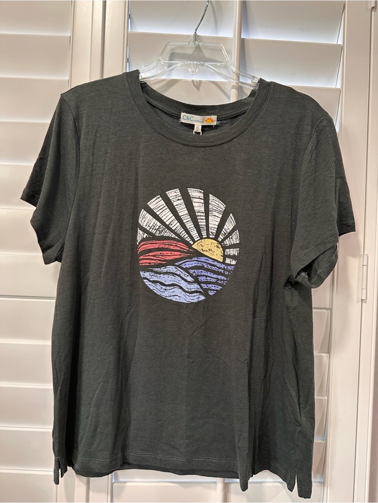 C&C California Tops - C&C California Julia Tee XL NWT Charcoal Black Graphic Sunset Crew Neck T-Shirt